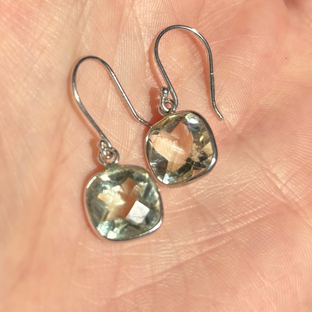 Prasiolite Sterling Silver JTV Crystal Drop Earrings